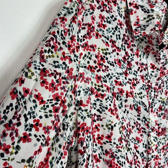 Beachlunchlounge Floral Print Viscose Long Sleeve Button Down Shirt Size M - Picture 2 of 8